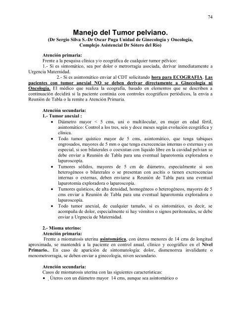 Normas de ginecología - Hospital Sótero del Río