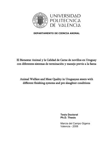 El Bienestar Animal y la Calidad de Carne - RiuNet - Universidad ...