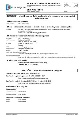 Sicherheitsdatenblatt ELIX005 (es-ES) - Elix Polymers