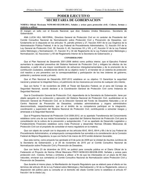 Norma Oficial Mexicana NOM-003-SEGOB/2011 - Gobierno del ...