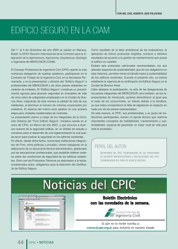 Cpic - Noticias - Consejo Profesional de Ingenieria Civil