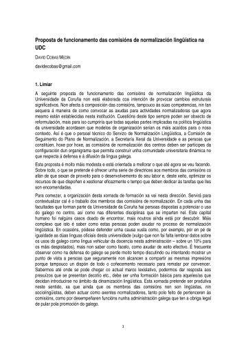 Proposta de funcionamento das comisións de normalización ...
