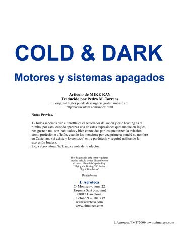 simulador del avión Boeing – COLD-DARK - Pasión por volar