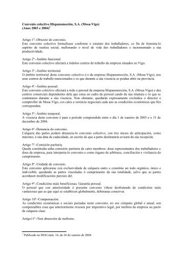 Convenio colectivo Hispanomoción, S.A. (Mosa-Vigo) (Anos ... - CIG
