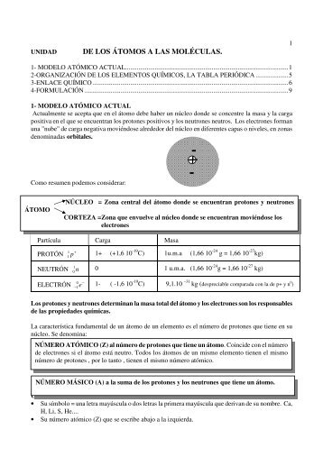 DE LOS ÁTOMOS A LAS MOLÉCULAS. - formacion