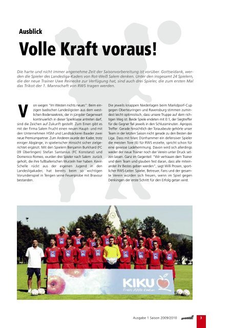 Ausgabe zum 15.08.2009 pdf-Datei, 3 MB - beim FC Rot-Weiß Salem!