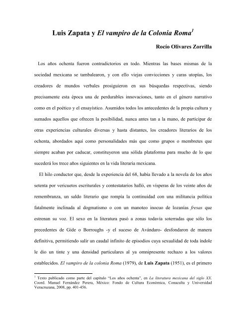 Luis Zapata y El vampiro de la Colonia Roma