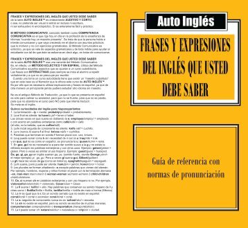 Frases y expresiones del Inglés que usted debe saber - Auto Inglés