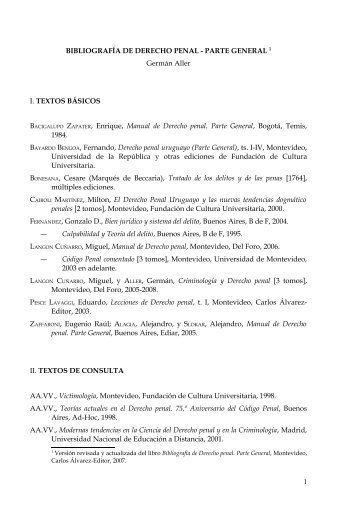 BIBLIOGRAFÍA DE DERECHO PENAL - PARTE GENERAL 1 ...