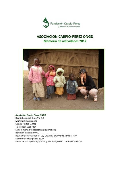 Memoria de actividades 2012 - Fundación Carpio Pérez