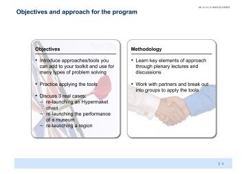Objectives and approach for the program - IMT Institute for ...