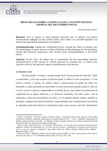 - 1 - BREVE RELATO SOBRE LA INEFICACIA DE LA FUNCIÓN ...