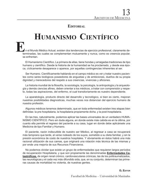 HUMANISMO CIENTÍFICO - Universidad de Manizales