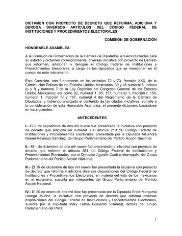 1 dictamen con proyecto de decreto que reforma, adiciona y deroga ...