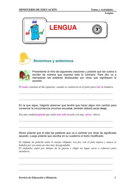 Sinónimos y antónimos - Aprender en casa