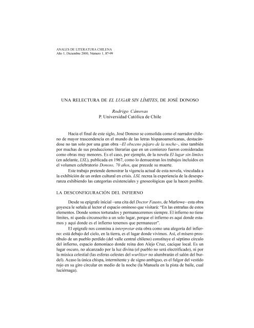 Una relectura de El lugar sin límites, de José Donoso - Pontificia ...