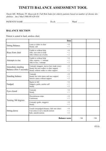 TINETTI BALANCE ASSESSMENT TOOL