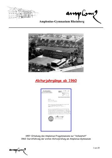 Abiturjahrgänge ab 1960 - Amplonius-Gymnasium