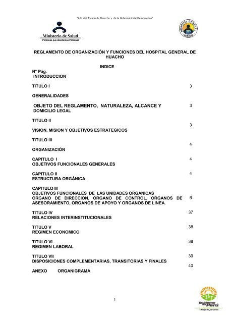 rof del hospital regional de huacho 2004 - Hospital General de ...