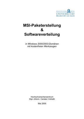 MSI-Paketerstellung & Softwareverteilung - Hochschulrechenzentrum