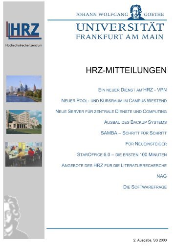 HRZ-MITTEILUNGEN - Hochschulrechenzentrum - Goethe-Universität