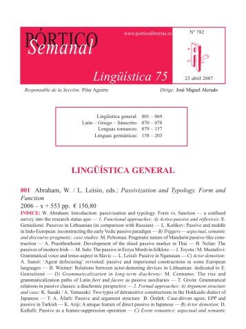 Portico Semanal 782 - Linguistica 75 - Pórtico librerías