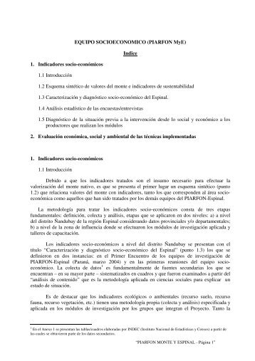 EQUIPO SOCIOECONOMICO - Secretaria de Ambiente y Desarrollo ...