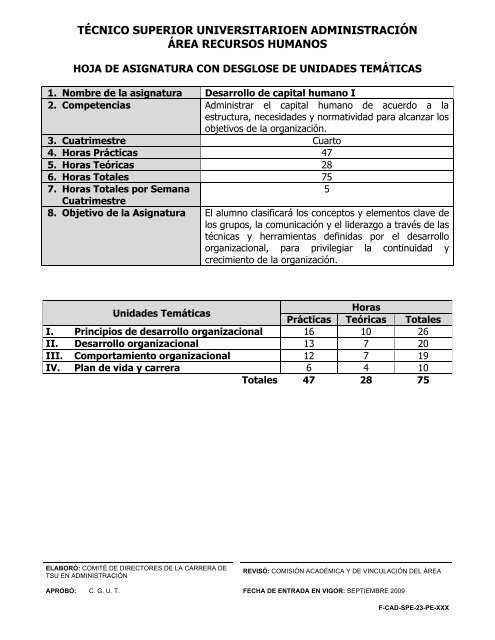 Desarrollo de Capital Humano I - UTEZ