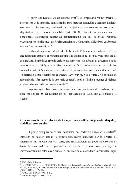 La suspensión de la relación de trabajo por motivos disciplinarios