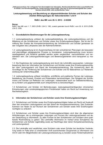 Leistungsbewertung und Beurteilung - Kultusministerium Sachsen ...