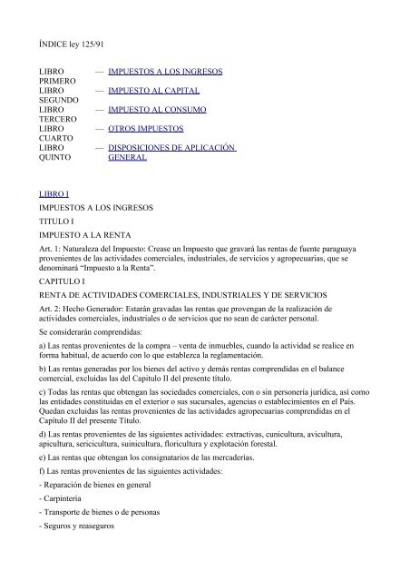 Ley 125/91 - Asociación Paraguaya de Compañias de Seguros