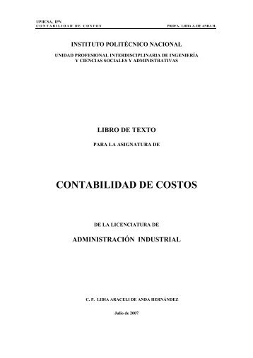 contabilidad de costos - sepi.upiicsa.ipn.mx - Instituto Politécnico ...