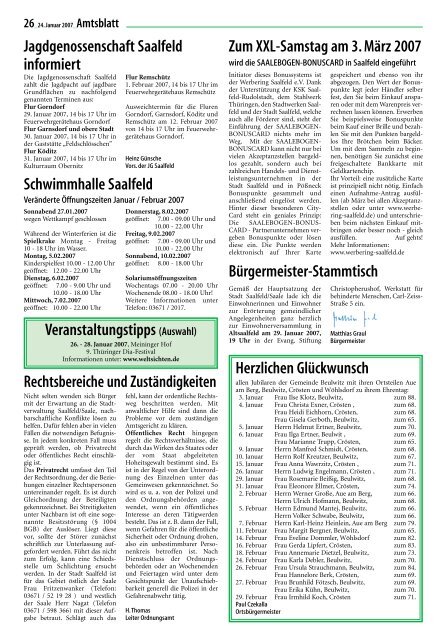 Amtsblatt Nummer 2007/01 - Saalfeld