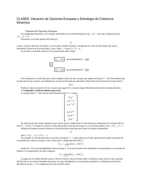 Valuacion en Arboles Binomiales. Estrategia de Cobertura ... - ITAM