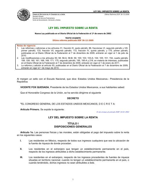 Ley del Impuesto Sobre la Renta - Donativos IPN