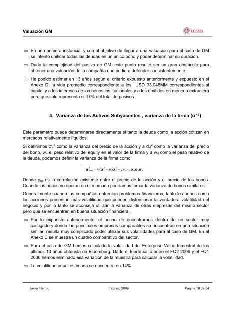 valuacion de general motors usando un modelo de opciones reales