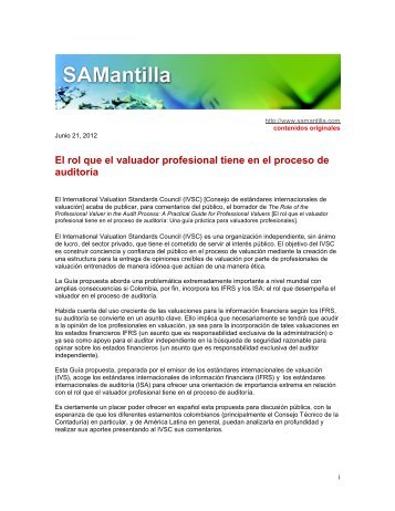 El rol que el valuador profesional tiene en el proceso ... - SAMantilla