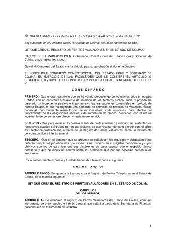 Registro de Peritos Valuadores, Ley del - Gobierno del Estado de ...