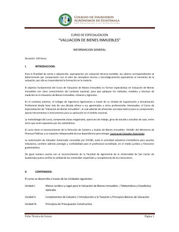 valuacion de bienes inmuebles - CIAG | Colegio de Ingenieros ...