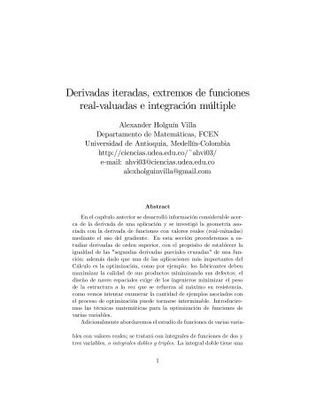 Derivadas iteradas, extremos de funciones real$valuadas e ...