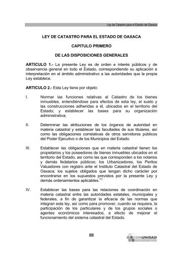 ley de catastro para el estado de oaxaca - Correo Institucional