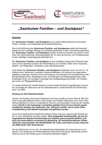 Leistungsspektrum "Saarlouiser Familien- und Sozialpass"