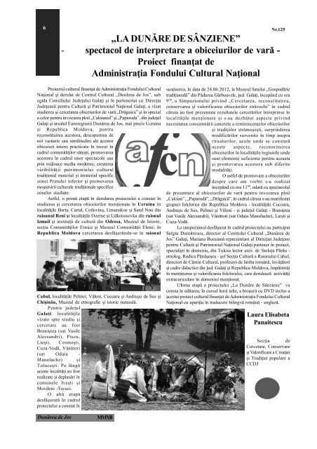 125 revista OK.pmd - Centrul Cultural Dunarea de Jos Galati