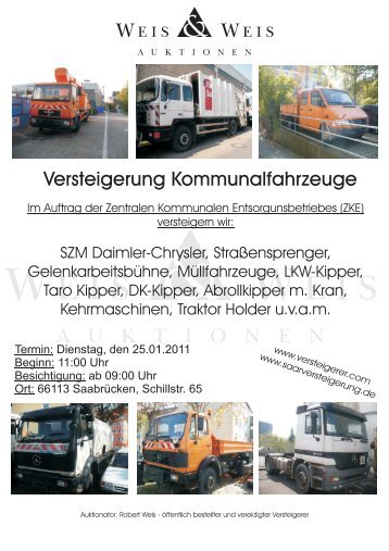 Versteigerung Kommunalfahrzeuge - Weis und Weis Auktionen GmbH