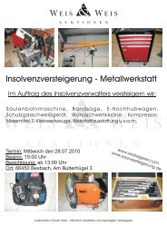Insolvenzversteigerung - Metallwerkstatt - Weis und Weis Auktionen ...