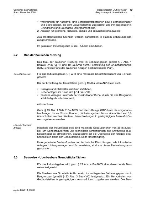 Begründung zum Bebauungsplan mit Umweltbericht - Gemeinde ...