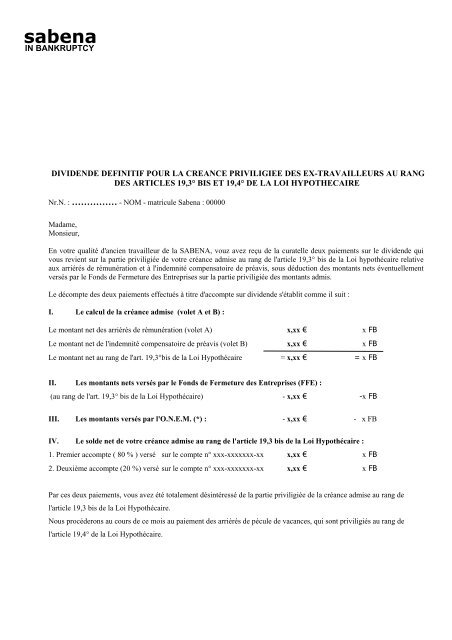 Lettre Explicative Example Lettre explicative (au format pdf) - Sabena