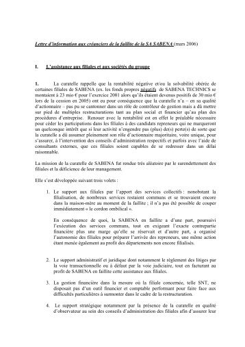 Lettre Mars 2006 - Sabena