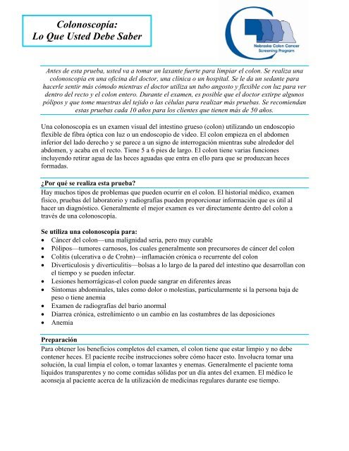 Color heces para colonoscopia