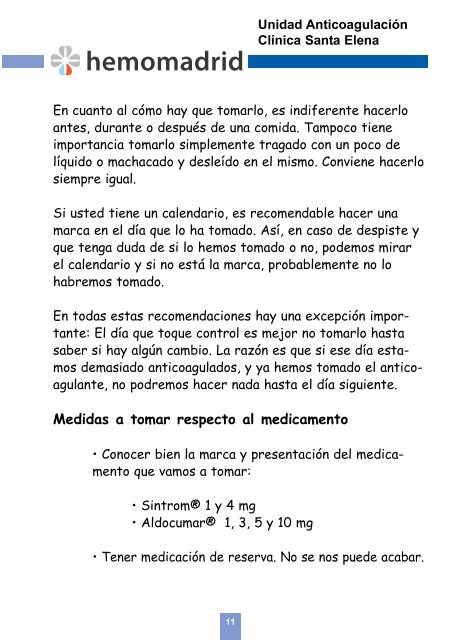 Tomando anticoagulantes orales - Hemomadrid